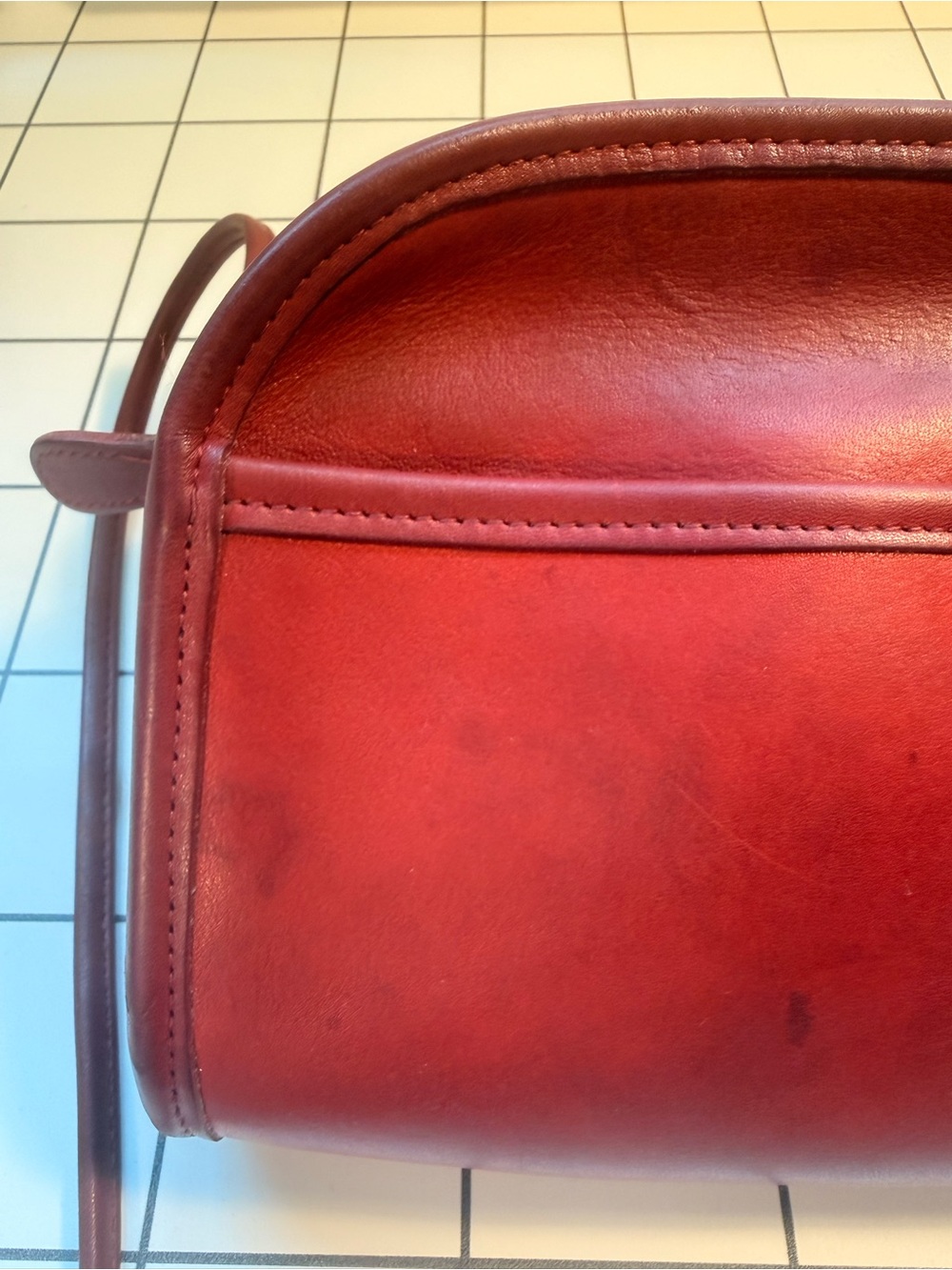 Vintage Coach 9017 Abbie Zip crossbody bag red leather 1997 - project bag - Picture 7 of 16